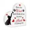 1pc Heart-Shaped Acrylic Sign Table Decor - Contemporary 2D Flat Design with Cat Silhouette & Paw Prints, 'Hear the Wind' Sentimental Quote, Battery 