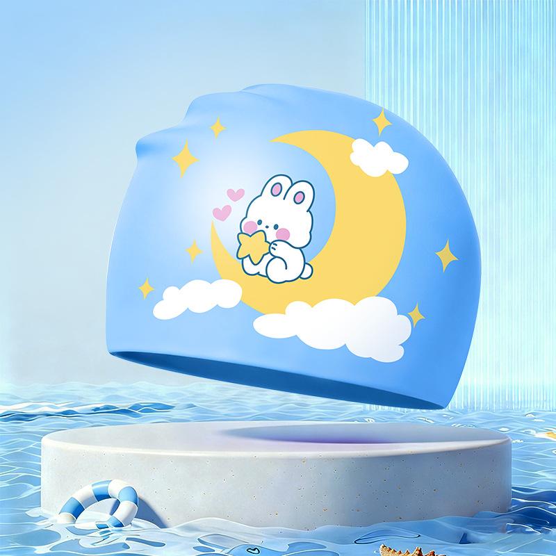 New Children's Cartoon Swimming Cap Cute Dolphin Waterproof Ear Protection Swimming Caps Kids Hot Spring Swimming Equipment