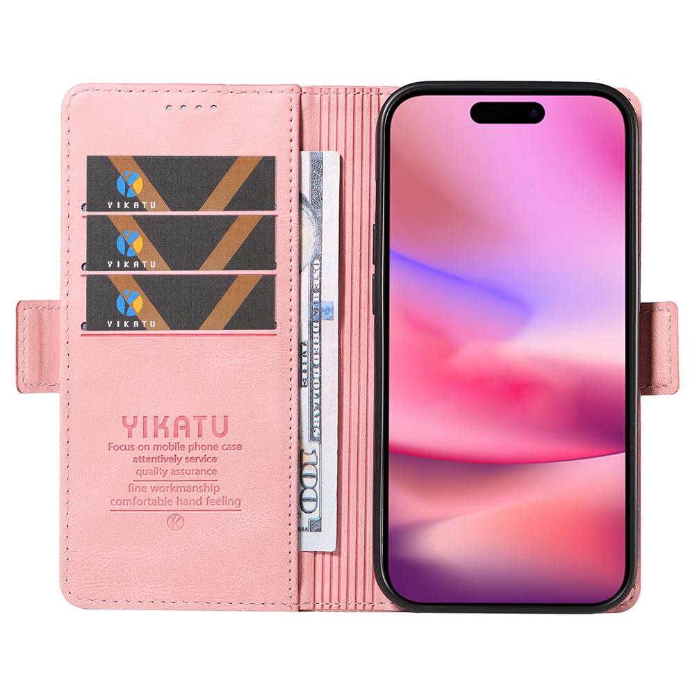 YIKATU YK-005 For iPhone 16 Case PU Leather Wallet Phone Cover Skin-Touch Feeling