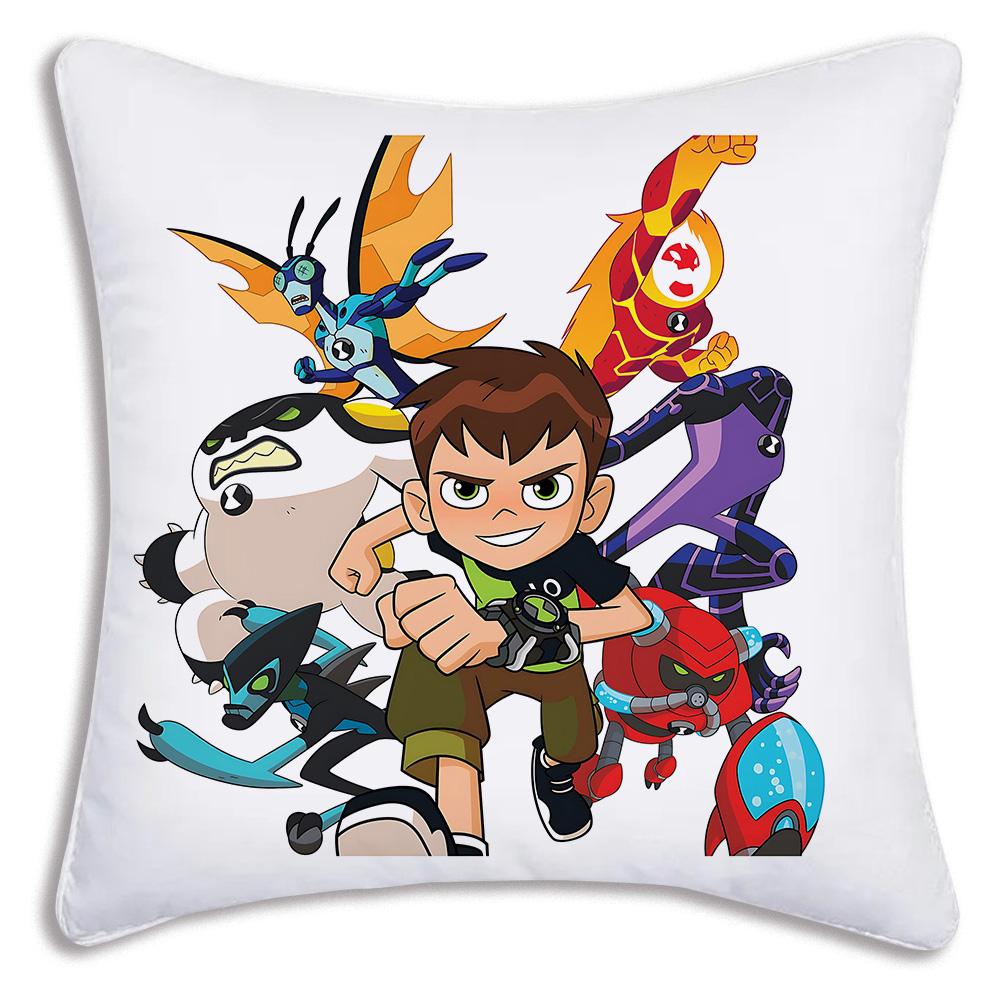 Anime B-Ben 10 Kissenbezüge Cartoon Sofa Dekoratives Zuhause Doppelseitiger Druck Kurzer Plüsch Niedlicher Kissenbezug