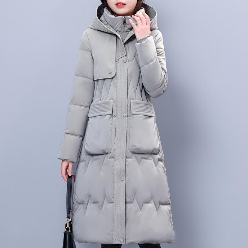 Plus Size Woman Winter Long Coat Hooded High Quality Thick Warm Padded Jackets for Women Korean Style Winter Parkas Big Pockets