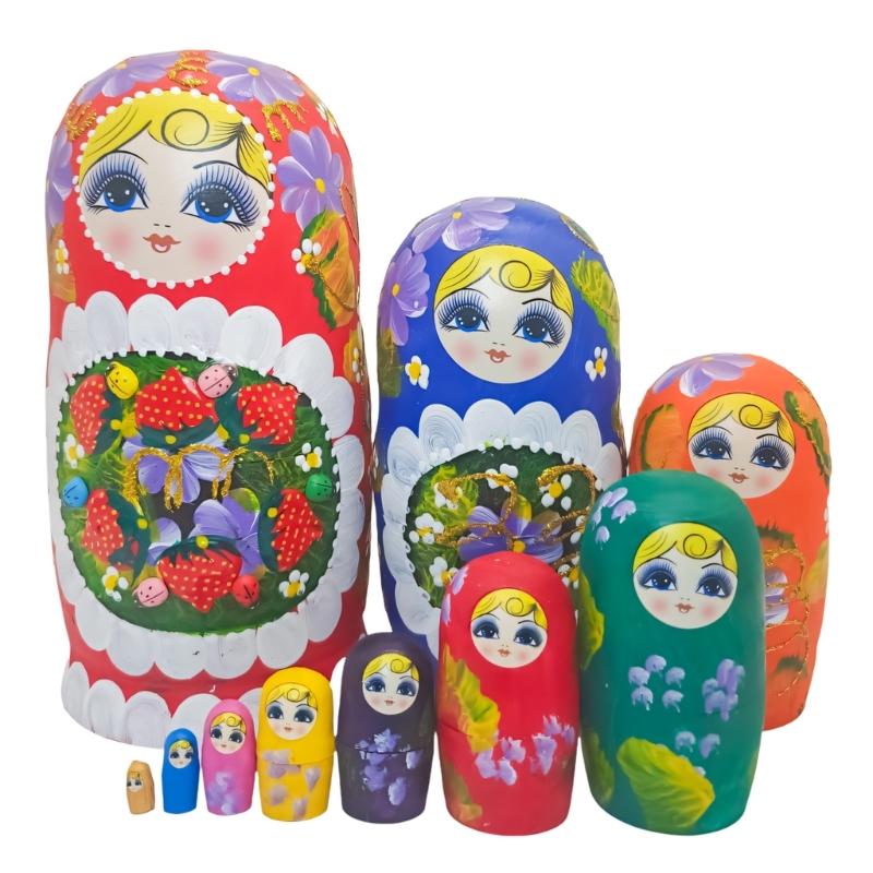 Matryoshka Russian Nesting Doll Traditional Art Russian Nesting Dolls Set of 10 Layers Wooden Toy for Children 1