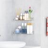 2Pcs Clear Acrylic Floating Shelves Waterproof Wall Shelves Modern Display Shelves for Bathroom Bedroom Kitchen Living Room