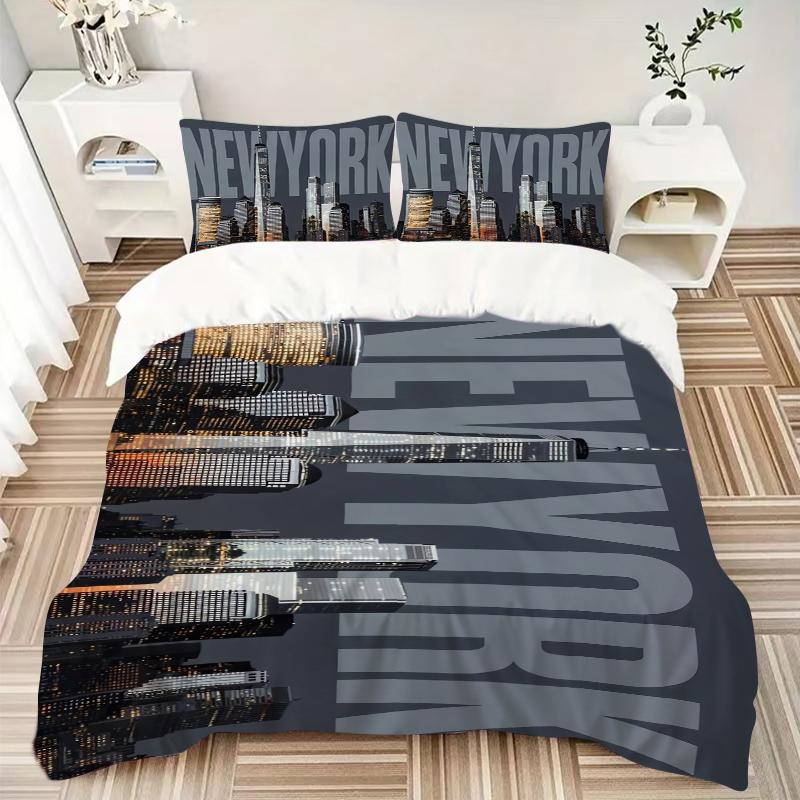 3Pcs New York City Skyline Bedding Set Quilt Cover Pillowcase Home Christmas Xmas Halloween Gift 1 Duvet Cover 2 Pillowcase M928873