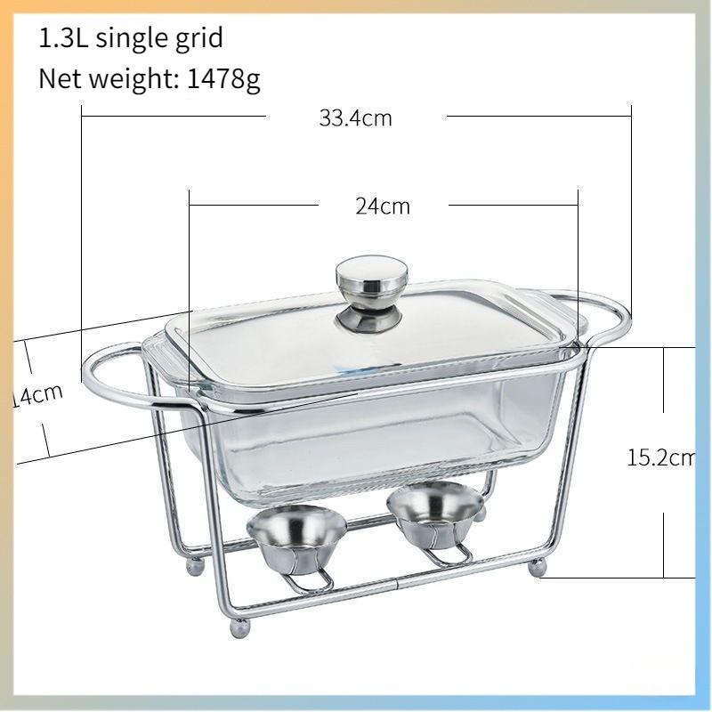 Compartmentalized Flip Top Food Heating Container Restaurant Hot Pot Alcohol Stove Square Glass Buffet Stove