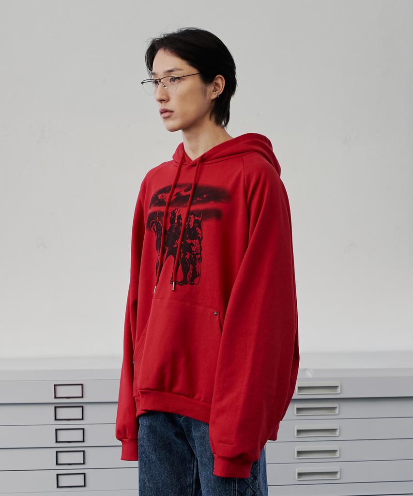Three Sweepers Vintage Hoodie Red