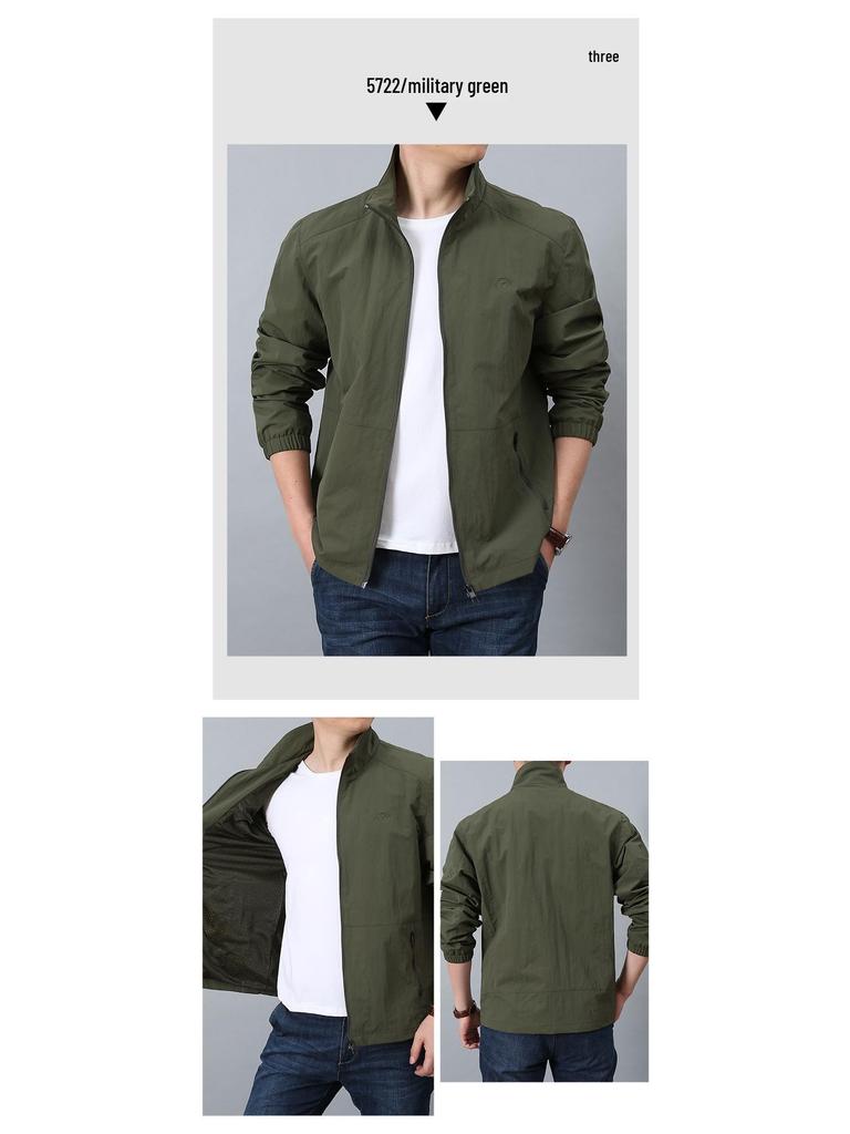 5722 Spring Men's Breathable Casual Jacket - Lightweight, Loose, Stylish Outerwear for Middle-Aged Men