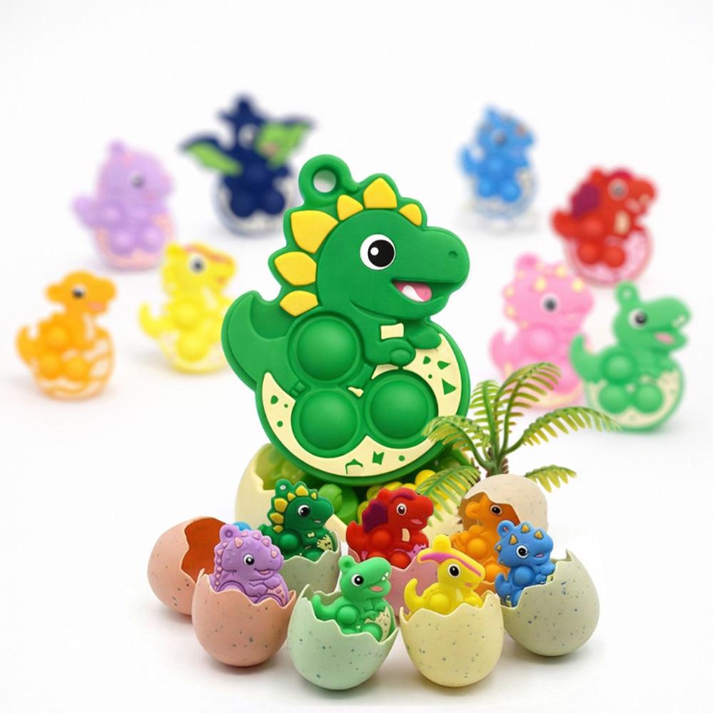 36Pcs Dinosaur Pop Fidget Toys Colorful Random Keychain Sensory Toys Basket Stuffers Fill Easter Birthday Party Favors Prizes