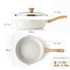 SENSARTE Deep Frying with Marble Easy To Chinese High Heat 1 Year White Pan, 28cm, Lid, Coat, IH/Gas Compatible, Stir-Fry Pan, Non-Stick, Clean, Wok,