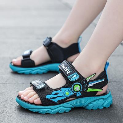 Boys Sandals 2025 Summer New Middle and Older Children Open-toed Soft Sole Lightweight Velcro Air Cushion Casual Beach Shoes Tide