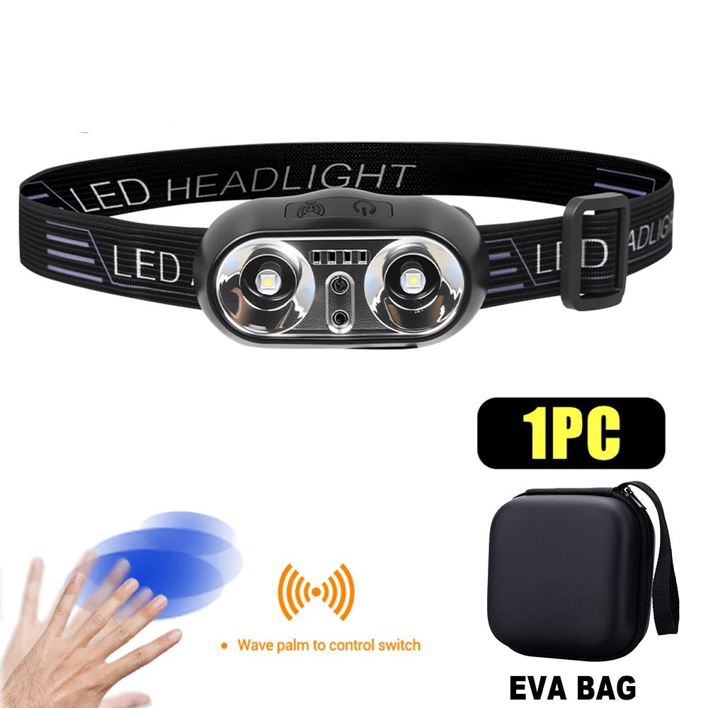 Strong Light Headlamp Mini Led Night Fishing Powerful Torch Head Lamp Outdoor Waterproof Camping Portable LED Sensor Headlamps