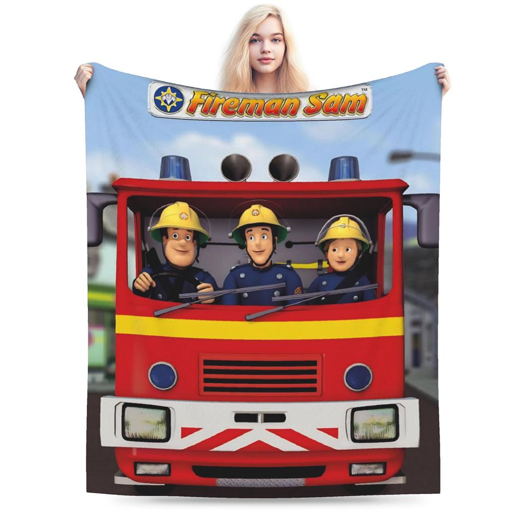 Fireman Sam Blankets Fleece Summer Air Conditioning Firefighters Cartoon Multifunction Throw Blankets for Sofa Travel Bedspread