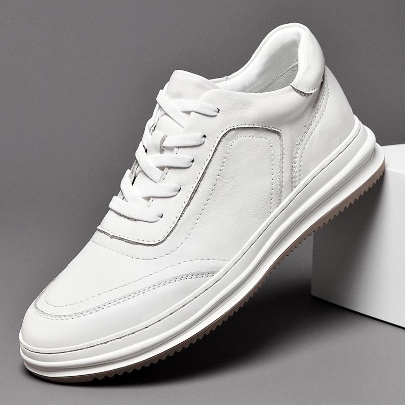 Stylish Men's Spring & Autumn White Sneakers: Versatile, Fashionable, and Comfortable with Thick Sole