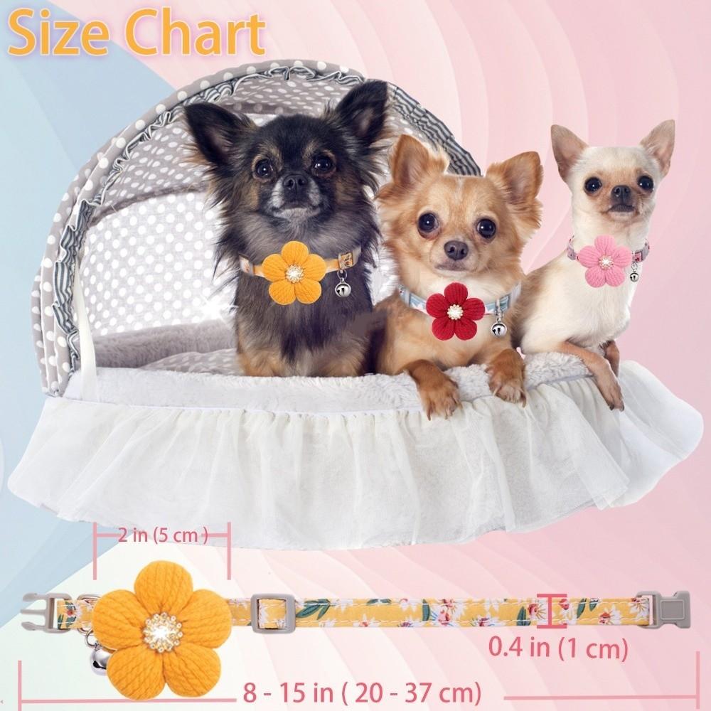 Nylon 3D Flower Dog Collar Rhinestone Pet Shining Collar Fashion Floral Pet Collar Daily Walk