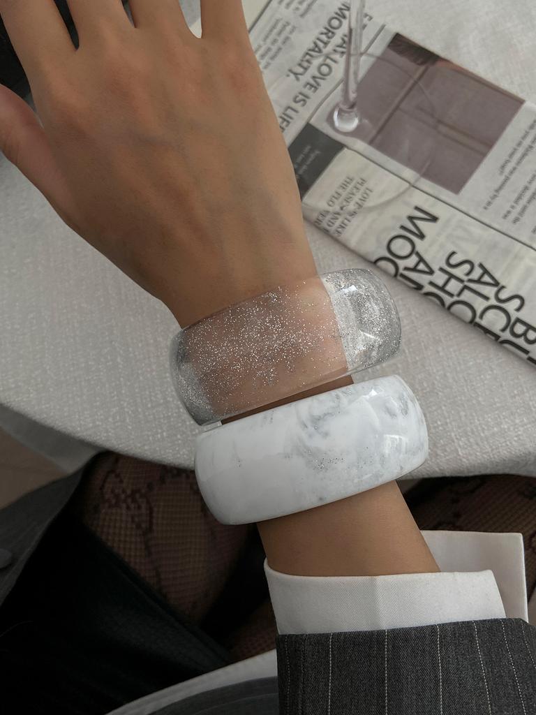 DIEZI Esagerato Bianco Trasparente Rotondo Resina Acrilico Bracciali Larghi Moda Hip Hop Geometrico Braccialetto Bracciali Per Donne Uomini Gioielli