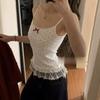 Gentle Wind Bow Lace Suspender Vest Women's Summer New Slim Lace Hem Top