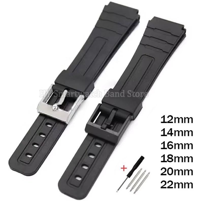 12mm 14mm 16mm 18mm 20mm 22mm Silikon Klockarmband för Casio Armband Vattentätt Gummi Armband Ersättning Män Kvinnor Armband