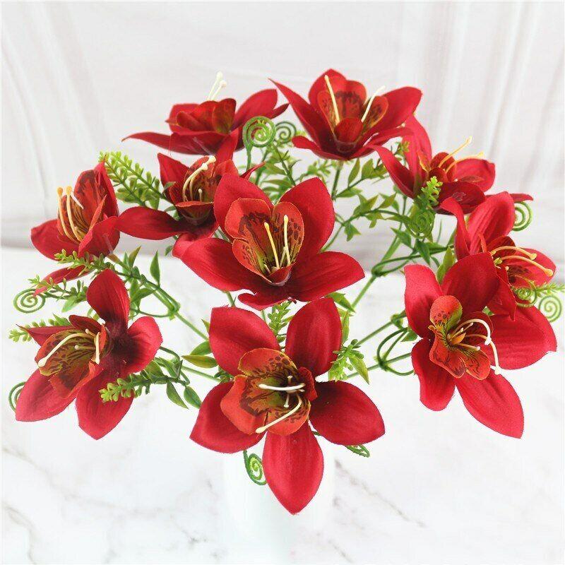 Fake Floral Plants Wedding Artificial Silk Orchid Flowers Party Home Decor 10pcs