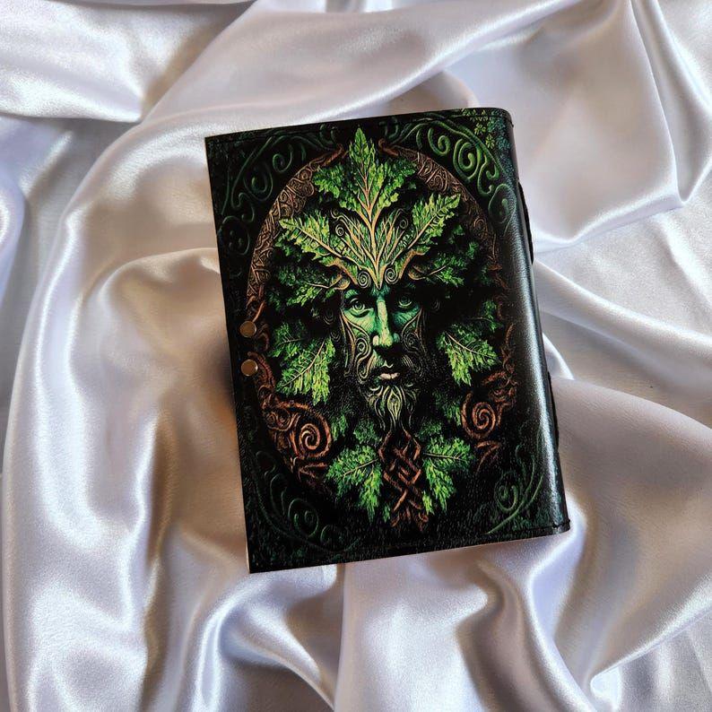Tree Man Face Printed Leather Journal, Notebook, sketchbook, Leather Dairy, Deckle Page Writing Journal, Dream Journal, Personalized Gift.