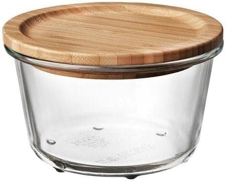 IKEA 365+: Storage Container with Lid, 14x9cm, Glass/bamboo (892.690.90)