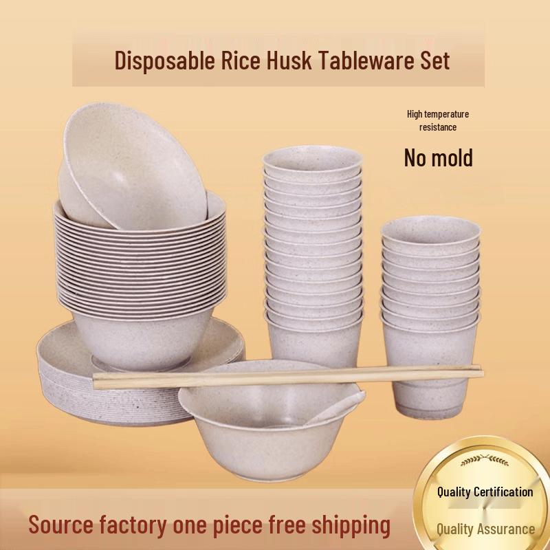 Disposable Rice Husk Tableware Set