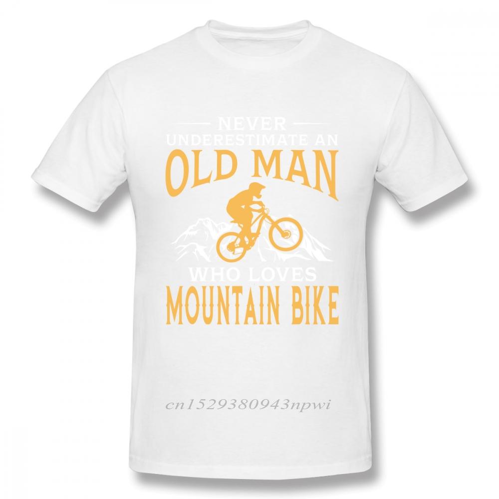 Never Underestimate An Old Man With A Mountain Bike T Shirt Boy Pure Cotton Short Sleeve MTB Tees Guys Punk Designer Streetwear