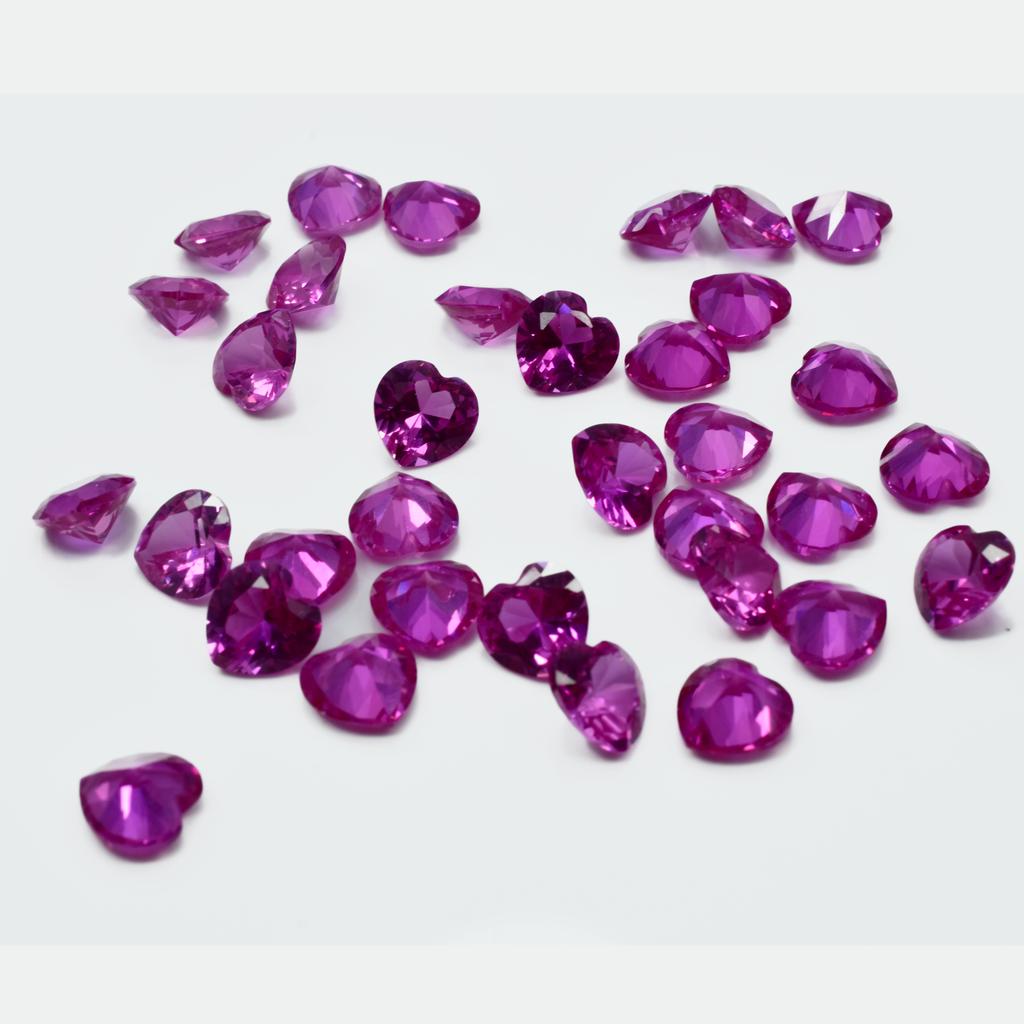 Natural Pink Ruby Loose Gemstone 24 pcs Untreated Heart Cut 7x7 mm for Jewelry Making and Crafts