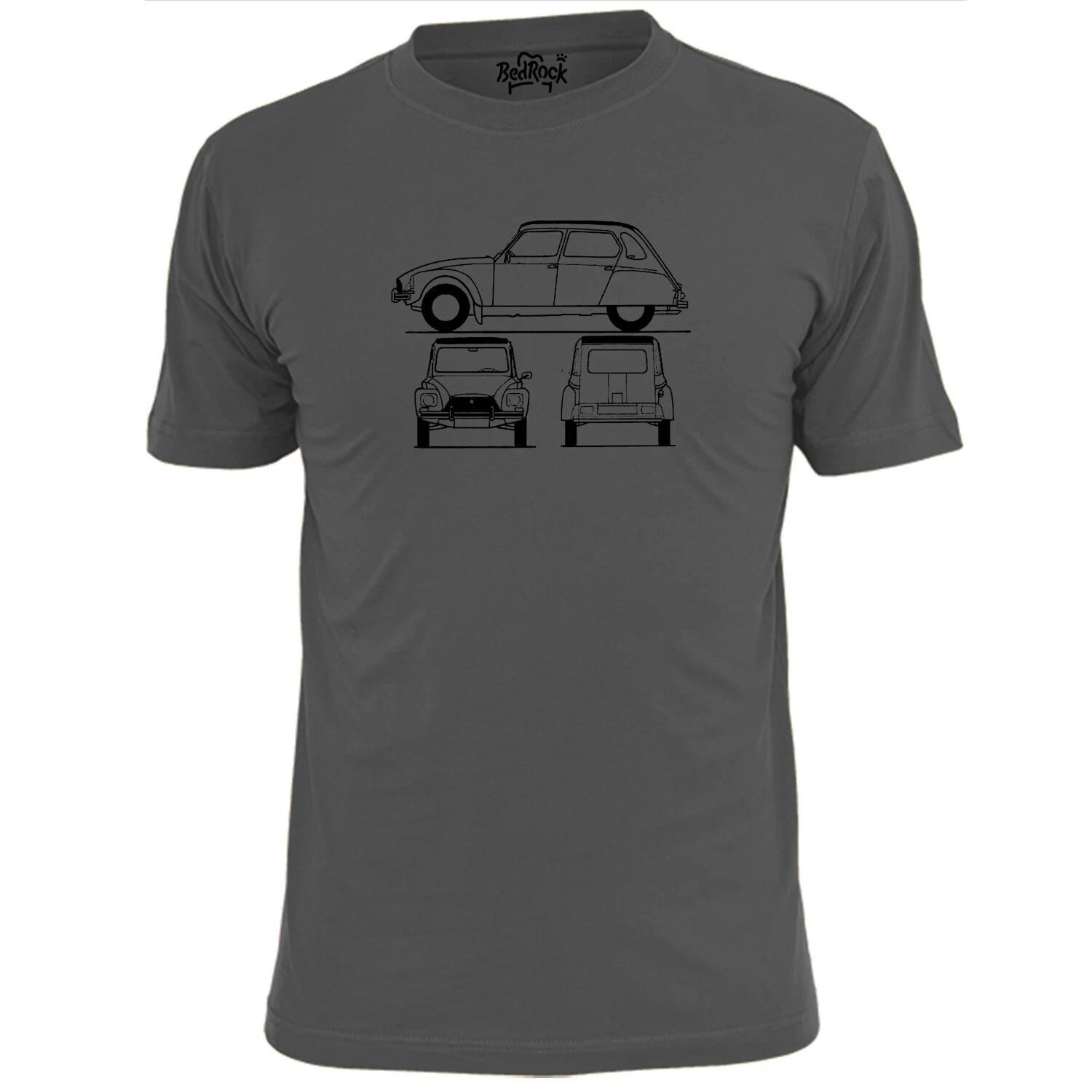 Mens Citroen Dyane Blueprint Retro Car T shirt Classic Motor 2XL