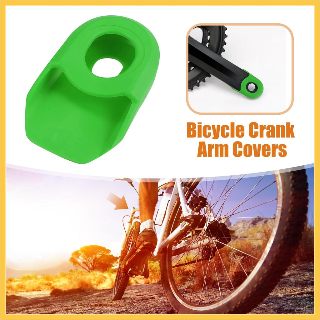 BULLSPANN 2pcs Soft Plastic Bicycle Cycling Crank Boot Protector Mountain Bike Sleeve Crank Arm Cover Protection Green