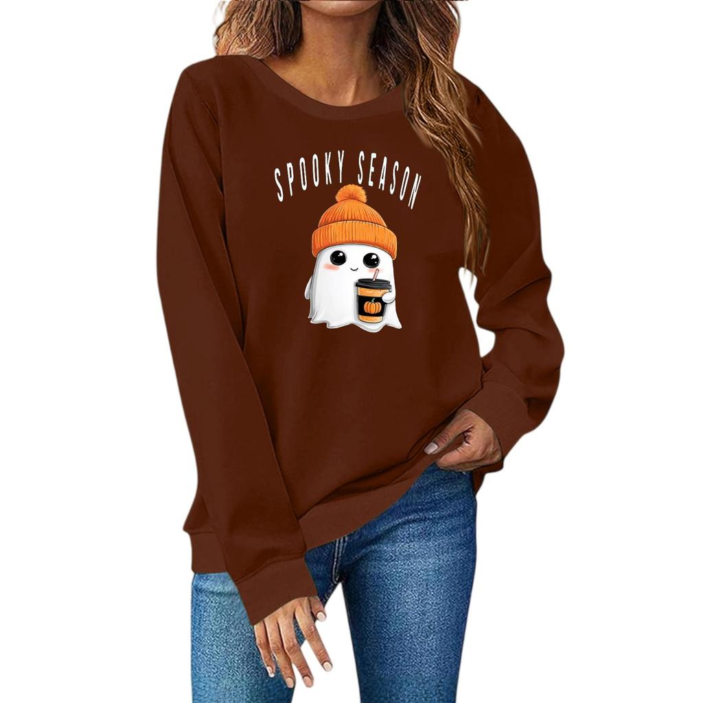 Women's Fashion Casual Print Casual Long Sleeve Round Neck Sweatshirt Top