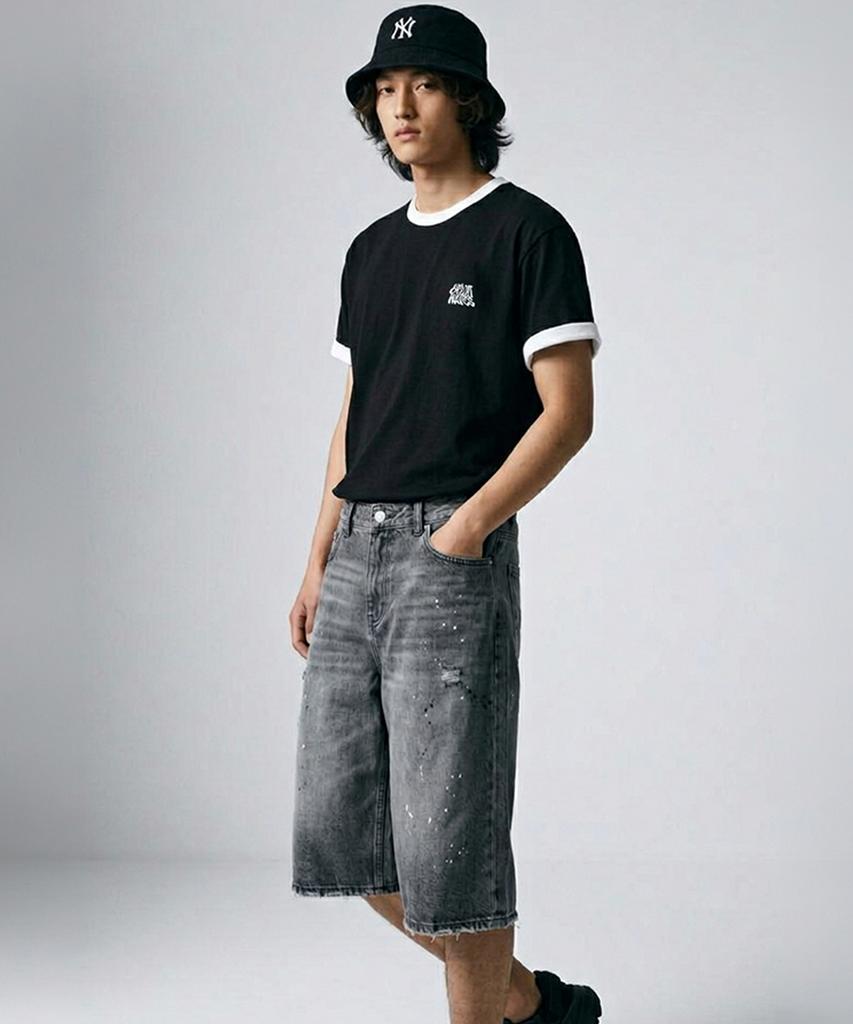 Osillos C106 Roll-Up Trim Ringer Short Sleeve T-Shirt_Black
