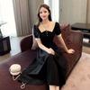 Elegant Summer Patchwork Color Block Doll Collar A-line Dress