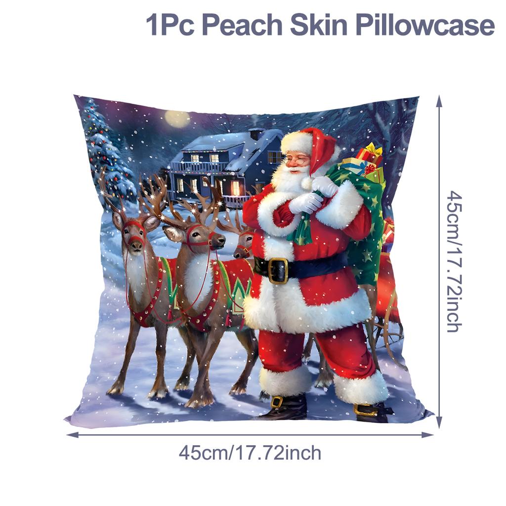 Christmas Santa Cushion Cover Pillowcase Merry Christmas Decor For Home 2025 Navidad Natal Cristmas Xmas Gift Happy NewYear 2025