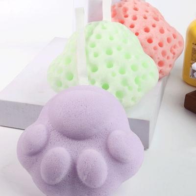 Soft Sponge Cartoon Cat Claw Comfortable Bath Ball Baby Body Cleaning Children Shower Toys Bathroom Products Bath Brushes