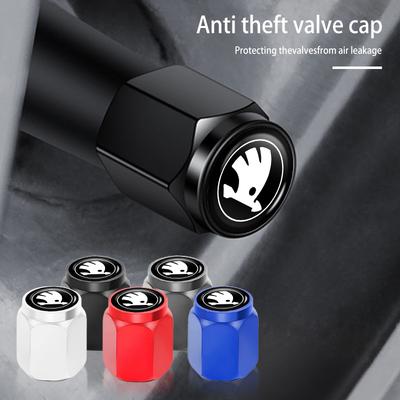 AAABT1 For 4PCS Car Wheel Tire Valve Stem Covers Cap Decoration Accessories Rapid Octavia Derivative Enyaq-iV VisionS Yeti Scala