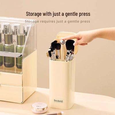 Automatic Lifting Makeup Brush & Lipstick Storage Tube - High-End Desktop Cosmetics Organizer