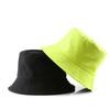 New Men Women Black Solid Bucket Hat Two Side Wear Unisex Simple Bob Caps Hip Hop Gorros Panama Cap Beach Fishing Boonie Sunhat