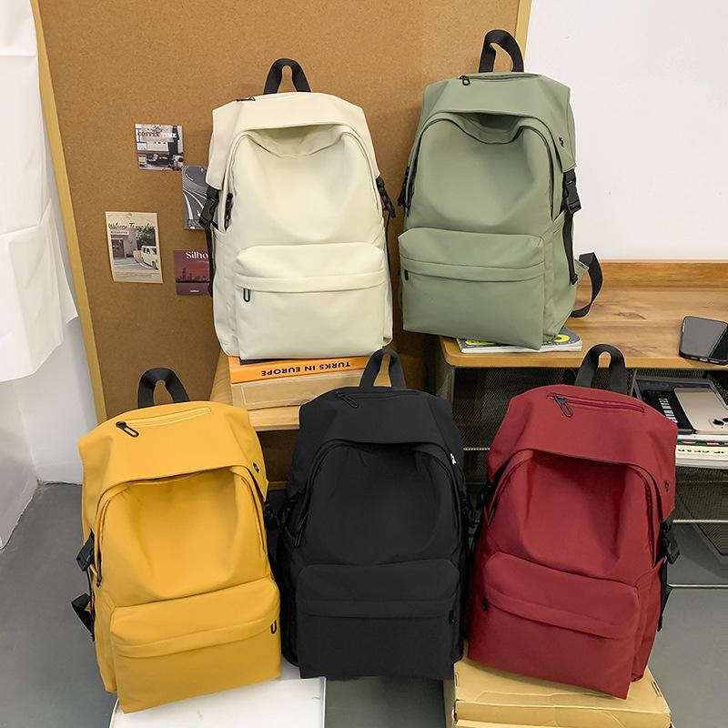 Men Large Capacity Backpack Women Solid Color Backpack Junior Senior High School Student Schoolbag