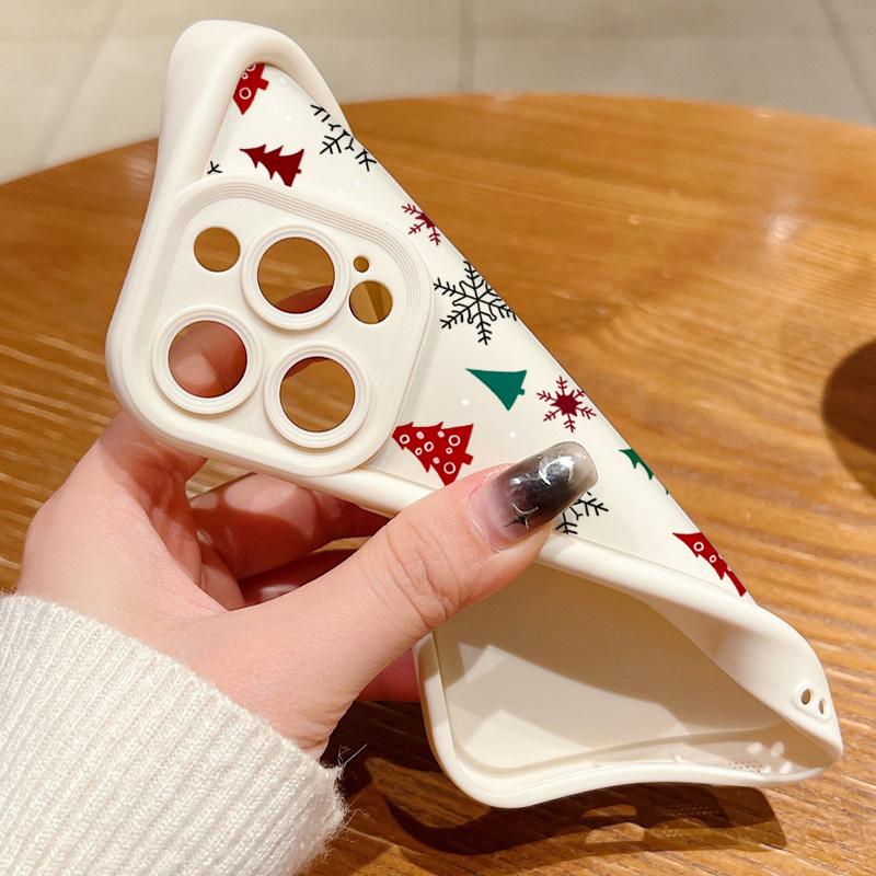 Merry Christmas Print Case For iPhone 17 Air 16 15 14 13 12 Pro Max 16 17 Pro 16e 11 Shockproof Solid Color Silicone Phone Cover Cases