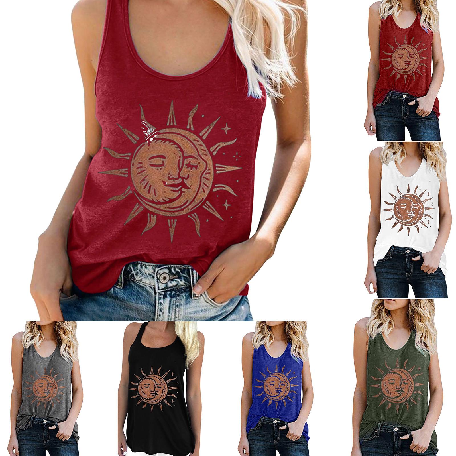 

Топы женщин печати Sleeveless Vest Урожай Топы Танк Топы Рубашка