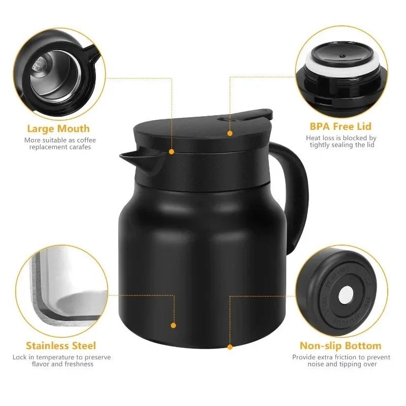 800ml Stainless Steel Teapot Leak-Proof Thermos Tea pot with Detachable Tea Filter Milk Coffee Insulation Teapot Thermos Jugs