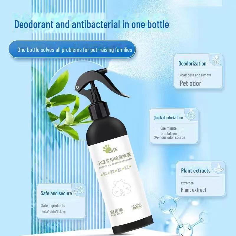 Antibacterial Deodorant Spray for Hamster, Guinea Pig, and Rabbit Cages – Neutralizes Urine Odor and Freshens Sawdust
