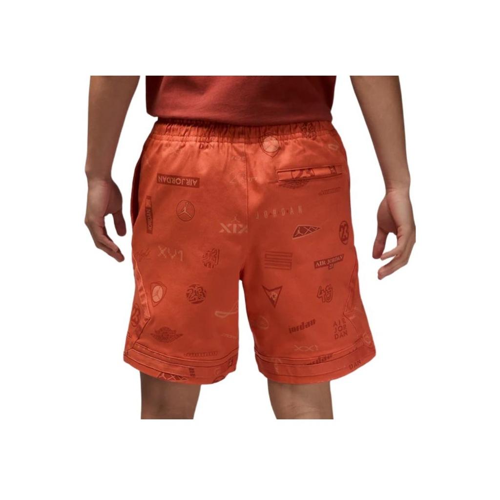 Nike Cartoon Pattern High Waist Drawstring Shorts Men Bottoms Orange DX9725-812