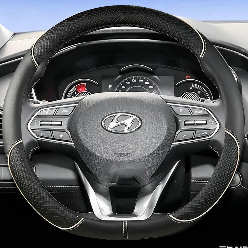 Skórzana Pokrowiec na Kierownicę Samochodową dla Hyundai I30 Tucson Ioniq N Grand I10 Elantra I30n I20 Ix35 Palisade Ix20 Kona Santa fe