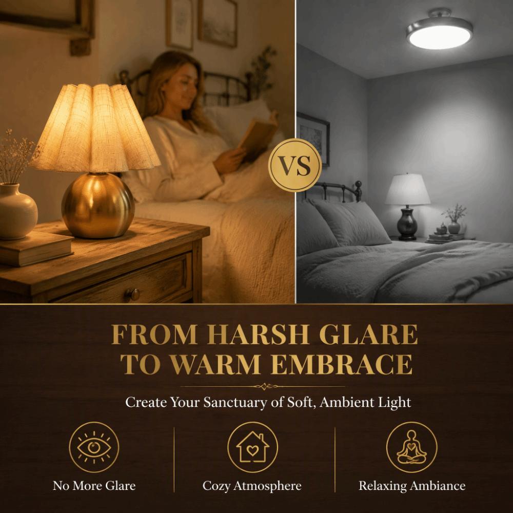 Brass Gold Table Lamp Walnut Wood Grain Night Light Shelves Ambient Night Light Living Room Decor