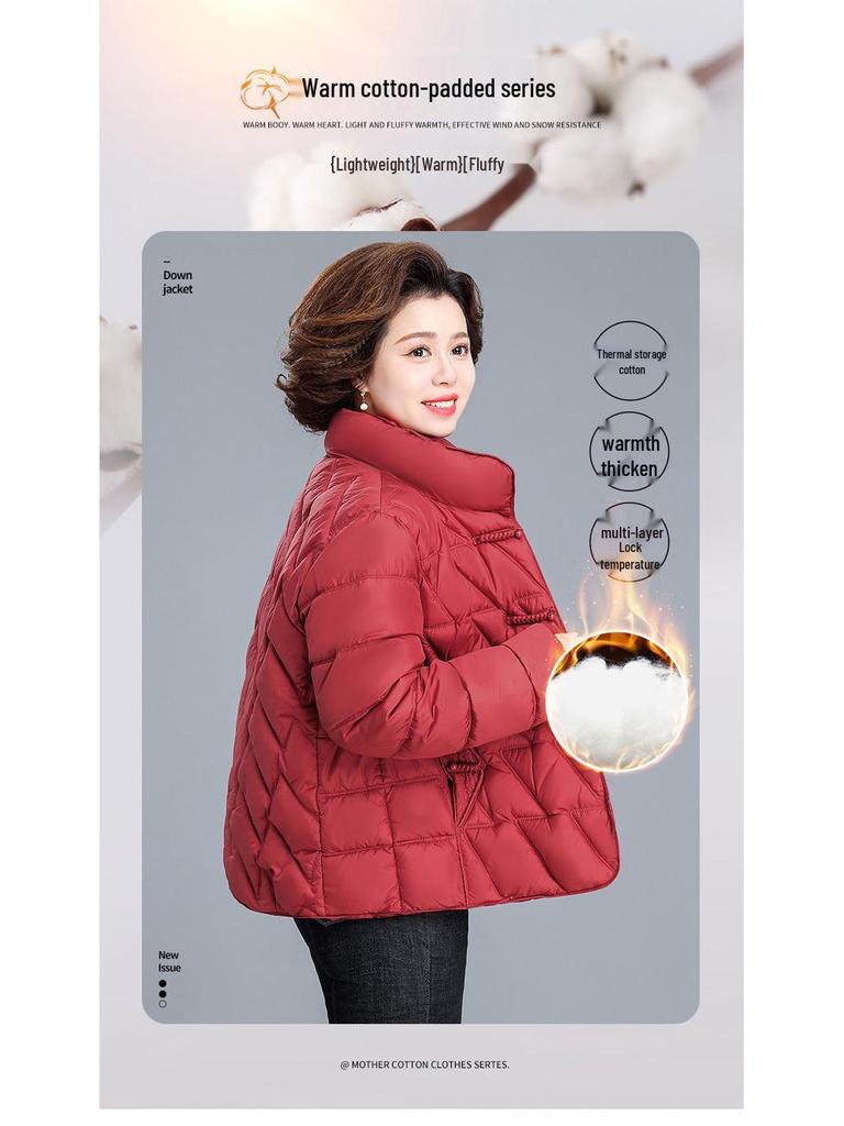 Hengyuanxiang Women's Red Winter 2025 Cotton Padded Jacket for Middle-aged and Elderly