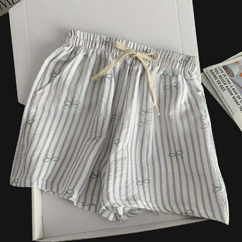 

One-piece suspender vest with chest pad, human cotton women s summer pure desire wind bow striped pants, loungewear cool Korean version XXL