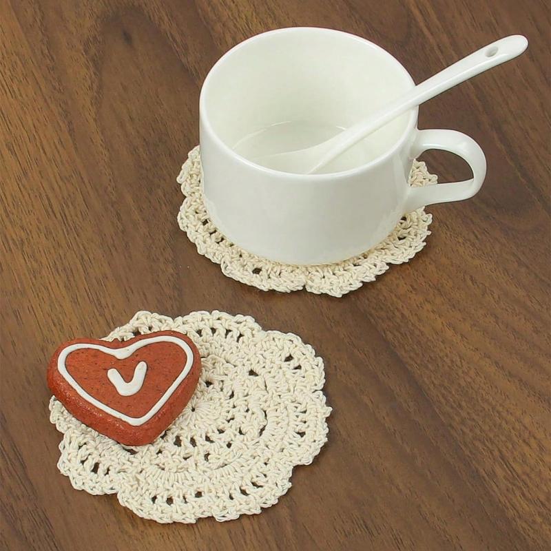 1pcs Woven Hollow Out Coaster, Modern Polyester Drink Coaster For Home,Solid Color Coasters For Insulation, Kitchen, Dining Room, Bedroom