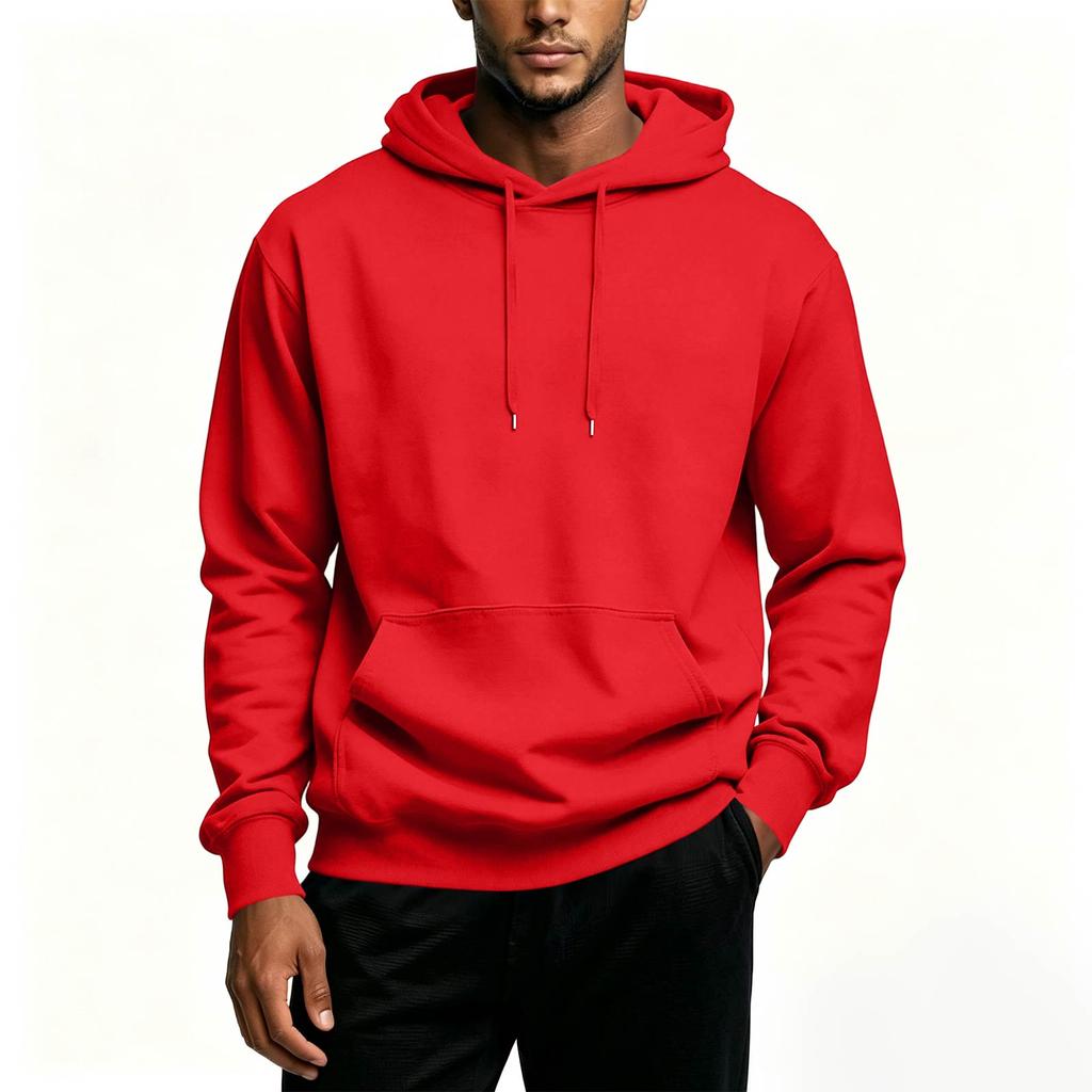 Men's Casual Hoodie with Front Pocket, Color Pullover Sweatshirt