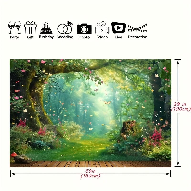 Magischer Wald Polyester Fotografie Hintergrund, Märchen Wunderland Pilz Blume Schmetterling Hintergrund, Party Dekoration